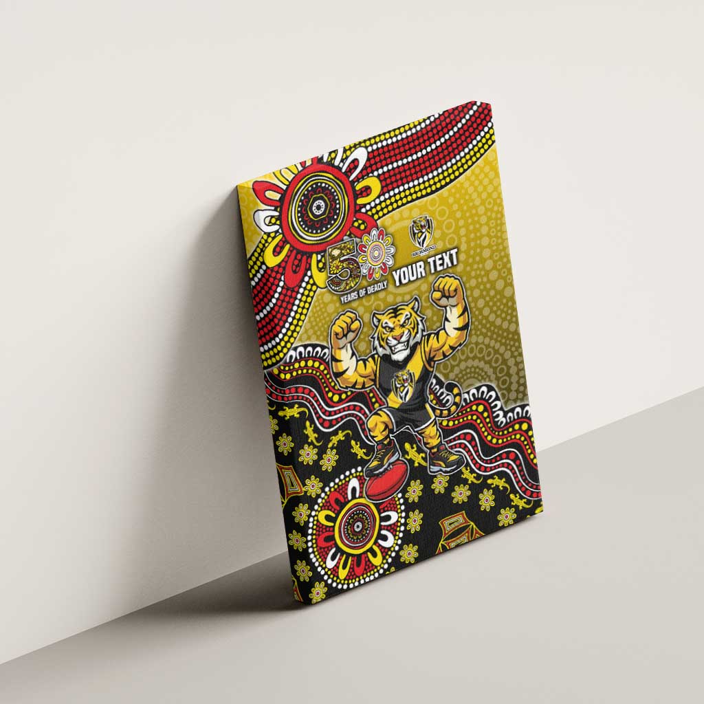 Personalized Richmond Tigers  Football Mascot Canvas Wall Art Aboriginal Dot Art Style Vibrant Indigenous Pattern Design