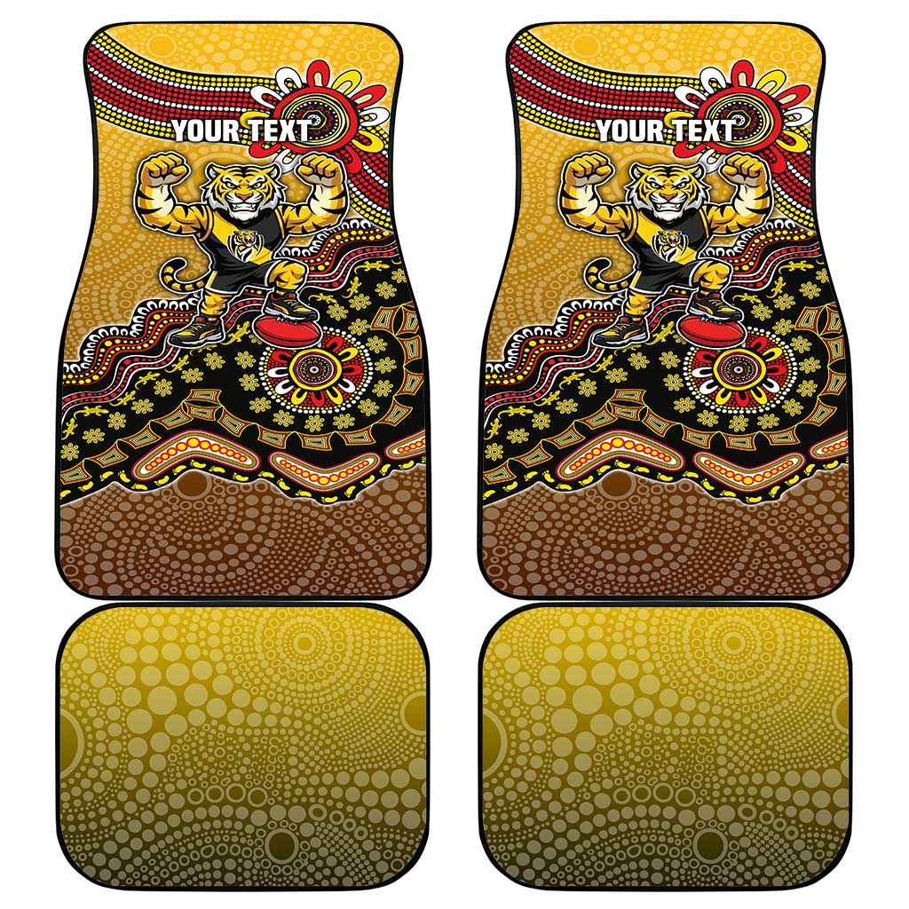 Personalized Richmond Tigers  Football Mascot Car Mats Aboriginal Dot Art Style Vibrant Indigenous Pattern Design