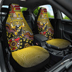 Personalized Richmond Tigers  Football Mascot Car Seat Cover Aboriginal Dot Art Style Vibrant Indigenous Pattern Design