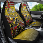 Personalized Richmond Tigers  Football Mascot Car Seat Cover Aboriginal Dot Art Style Vibrant Indigenous Pattern Design