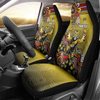 Personalized Richmond Tigers  Football Mascot Car Seat Cover Aboriginal Dot Art Style Vibrant Indigenous Pattern Design