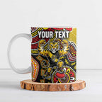 Personalized Richmond Tigers  Football Mascot Ceramic Mug Aboriginal Dot Art Style Vibrant Indigenous Pattern Design