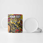 Personalized Richmond Tigers  Football Mascot Ceramic Mug Aboriginal Dot Art Style Vibrant Indigenous Pattern Design