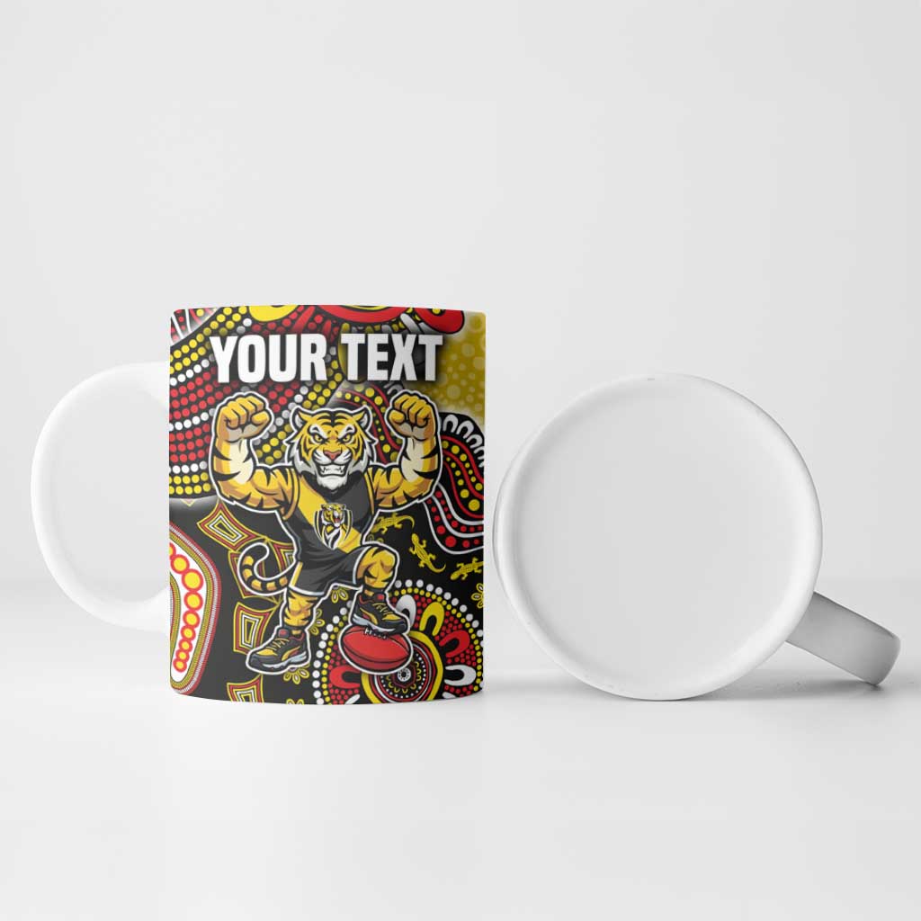 Personalized Richmond Tigers  Football Mascot Ceramic Mug Aboriginal Dot Art Style Vibrant Indigenous Pattern Design
