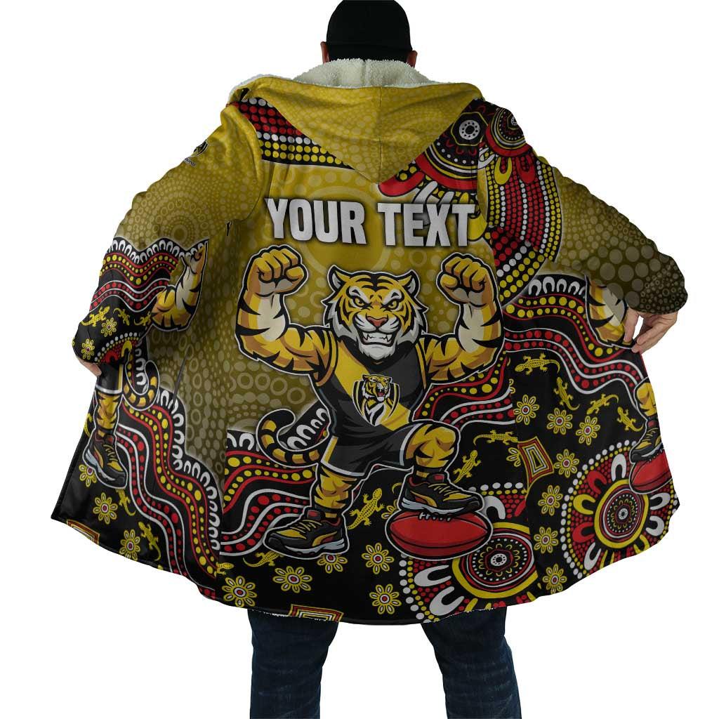 Personalized Richmond Tigers  Football Mascot Cloak Aboriginal Dot Art Style Vibrant Indigenous Pattern Design