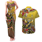 Personalized Richmond Tigers  Football Mascot Couples Matching Tank Maxi Dress and Hawaiian Shirt Aboriginal Dot Art Style Vibrant Indigenous Pattern Design