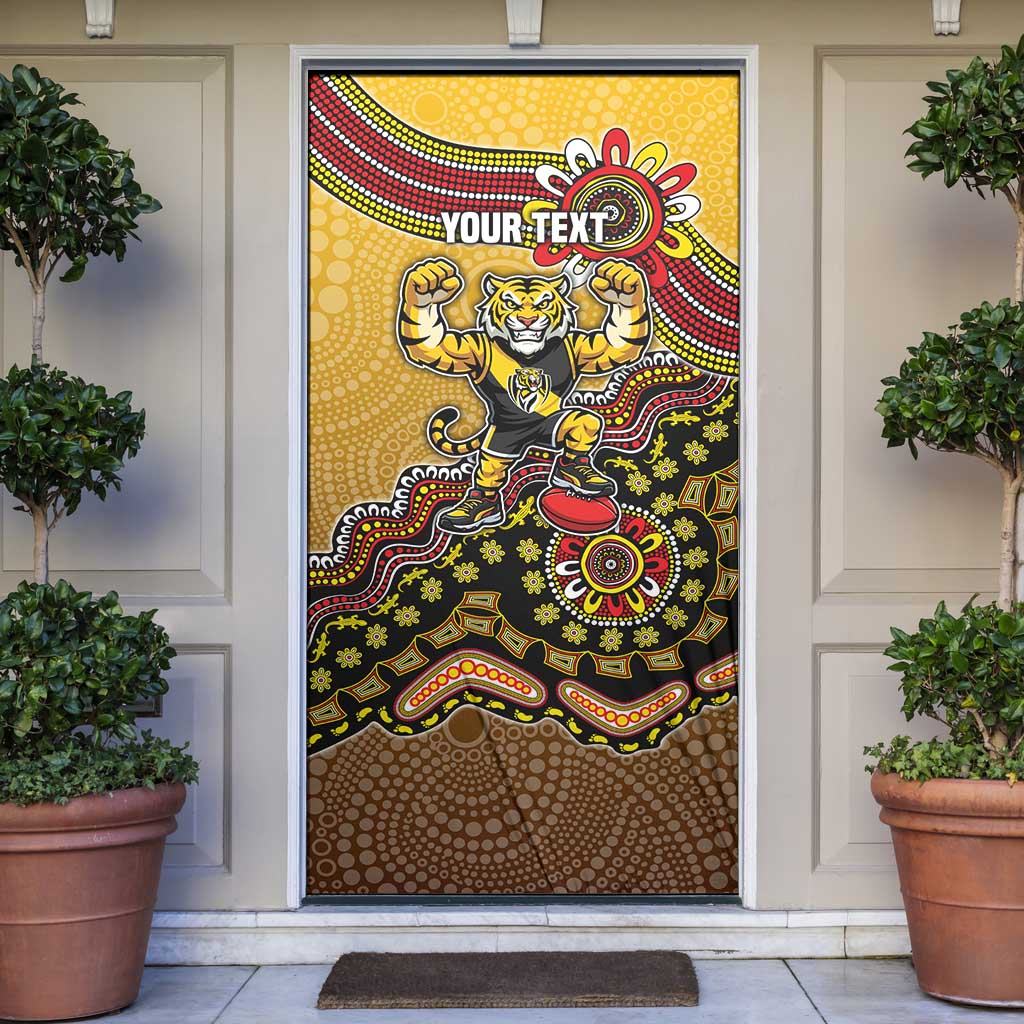 Personalized Richmond Tigers  Football Mascot Door Cover Aboriginal Dot Art Style Vibrant Indigenous Pattern Design