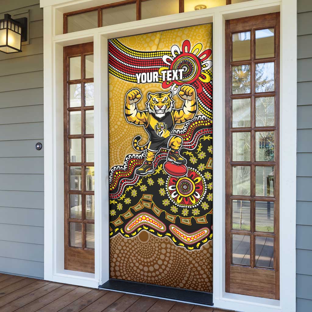 Personalized Richmond Tigers  Football Mascot Door Cover Aboriginal Dot Art Style Vibrant Indigenous Pattern Design