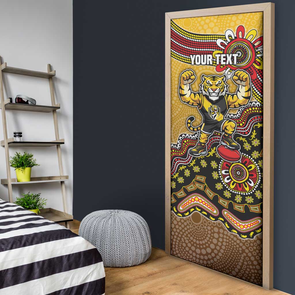 Personalized Richmond Tigers  Football Mascot Door Cover Aboriginal Dot Art Style Vibrant Indigenous Pattern Design