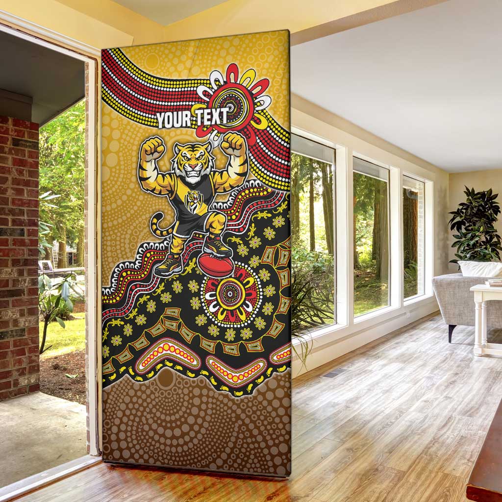 Personalized Richmond Tigers  Football Mascot Door Cover Aboriginal Dot Art Style Vibrant Indigenous Pattern Design