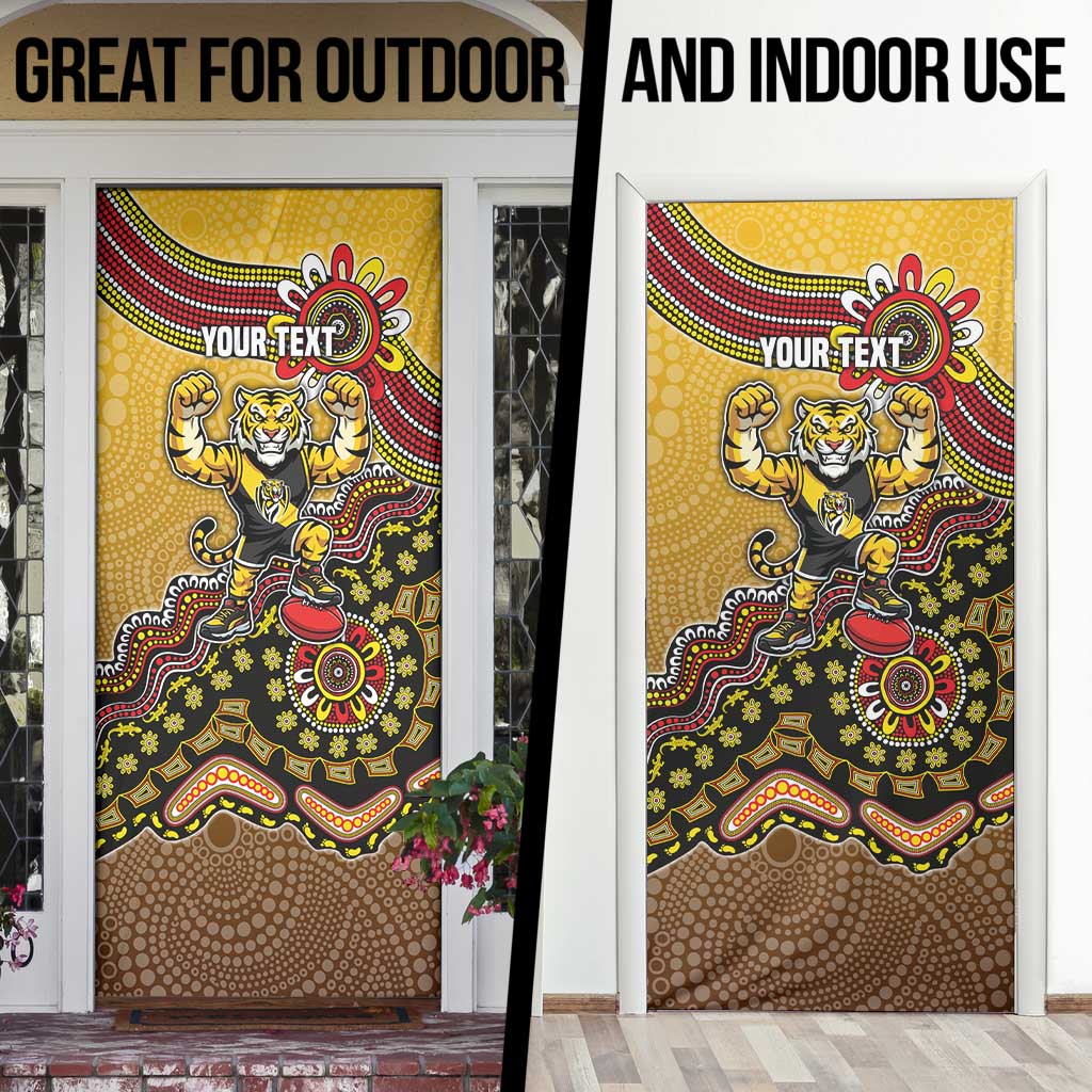 Personalized Richmond Tigers  Football Mascot Door Cover Aboriginal Dot Art Style Vibrant Indigenous Pattern Design