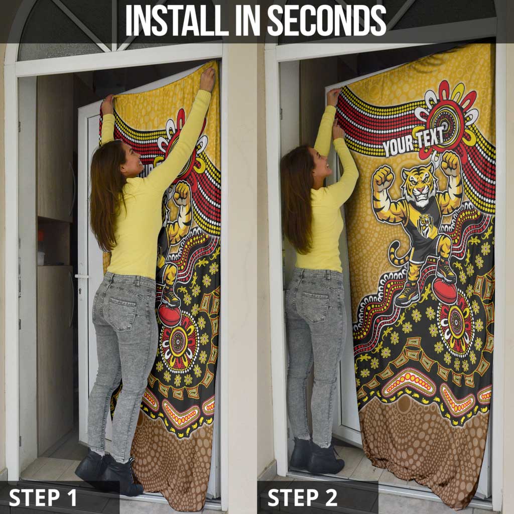 Personalized Richmond Tigers  Football Mascot Door Cover Aboriginal Dot Art Style Vibrant Indigenous Pattern Design