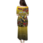 Personalized Richmond Tigers  Football Mascot Family Matching Puletasi and Hawaiian Shirt Aboriginal Dot Art Style Vibrant Indigenous Pattern Design