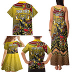 Personalized Richmond Tigers  Football Mascot Family Matching Tank Maxi Dress and Hawaiian Shirt Aboriginal Dot Art Style Vibrant Indigenous Pattern Design