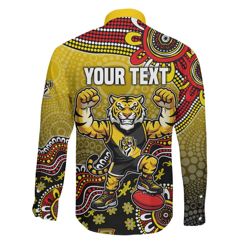 Personalized Richmond Tigers  Football Mascot Family Matching Tank Maxi Dress and Hawaiian Shirt Aboriginal Dot Art Style Vibrant Indigenous Pattern Design