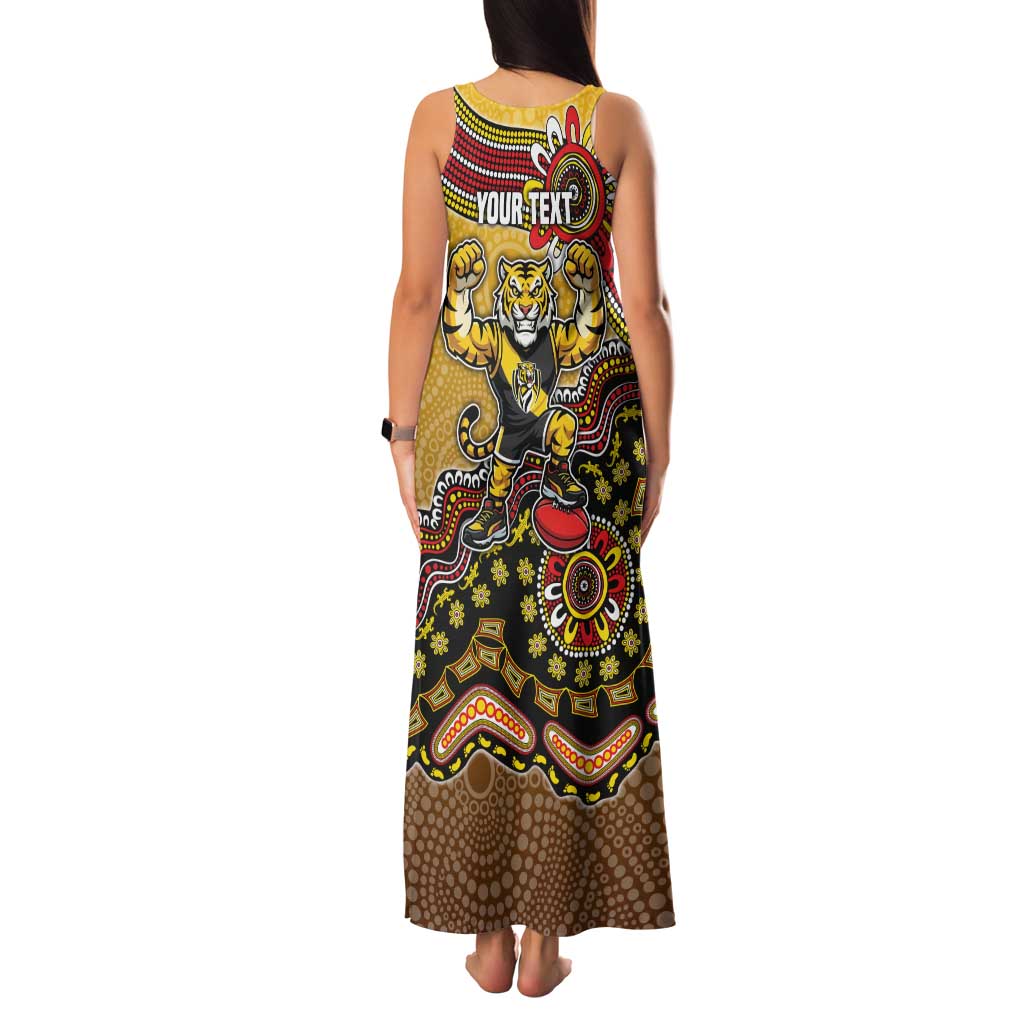 Personalized Richmond Tigers  Football Mascot Family Matching Tank Maxi Dress and Hawaiian Shirt Aboriginal Dot Art Style Vibrant Indigenous Pattern Design