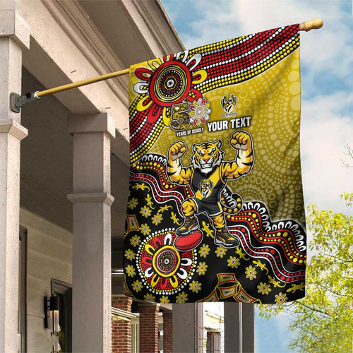 Personalized Richmond Tigers  Football Mascot Garden Flag Aboriginal Dot Art Style Vibrant Indigenous Pattern Design