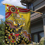 Personalized Richmond Tigers  Football Mascot Garden Flag Aboriginal Dot Art Style Vibrant Indigenous Pattern Design