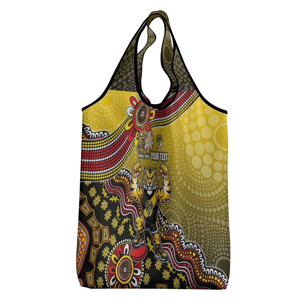 Personalized Richmond Tigers  Football Mascot Grocery Bag Aboriginal Dot Art Style Vibrant Indigenous Pattern Design