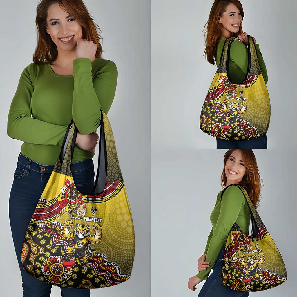 Personalized Richmond Tigers  Football Mascot Grocery Bag Aboriginal Dot Art Style Vibrant Indigenous Pattern Design