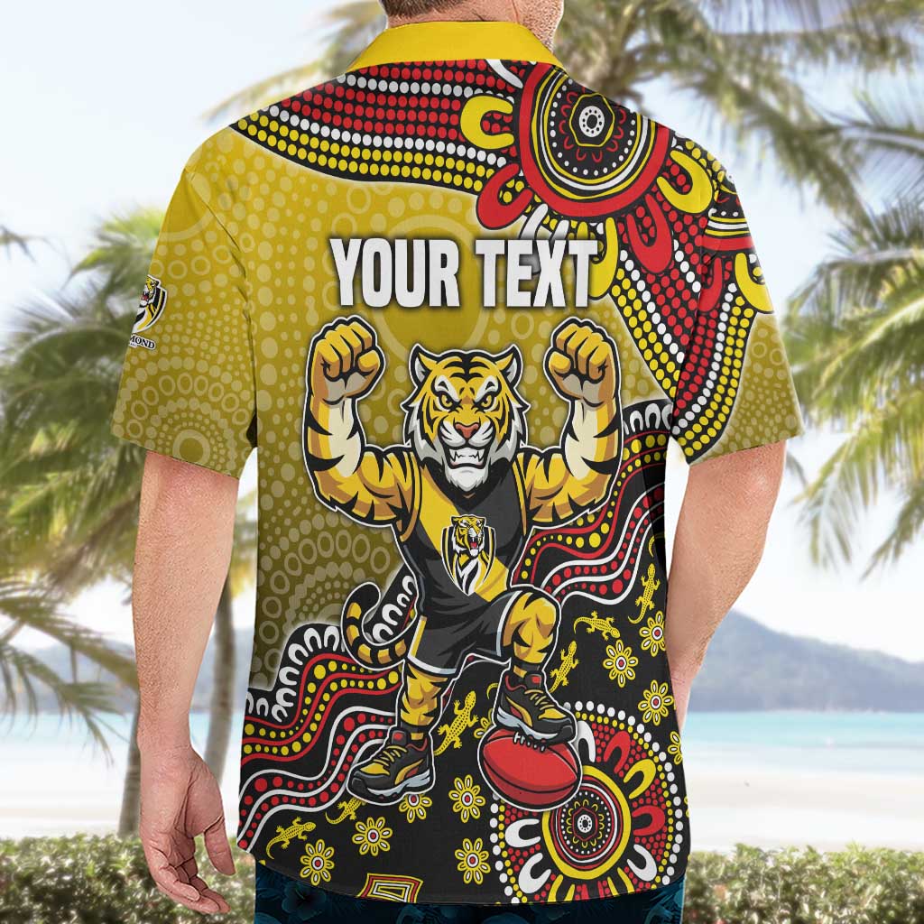 Personalized Richmond Tigers  Football Mascot Hawaiian Shirt Aboriginal Dot Art Style Vibrant Indigenous Pattern Design