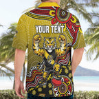 Personalized Richmond Tigers  Football Mascot Hawaiian Shirt Aboriginal Dot Art Style Vibrant Indigenous Pattern Design