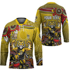 Personalized Richmond Tigers  Football Mascot Hockey Jersey Aboriginal Dot Art Style Vibrant Indigenous Pattern Design