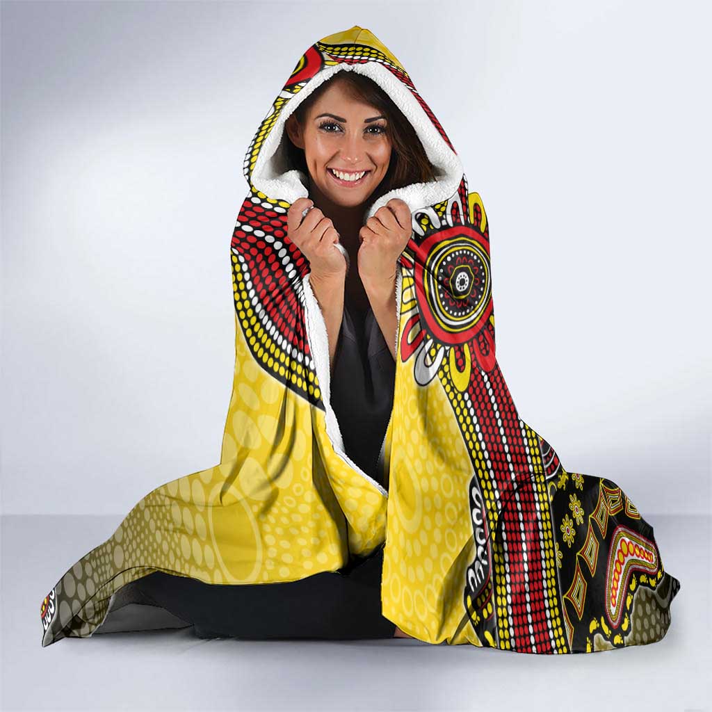 Personalized Richmond Tigers  Football Mascot Hooded Blanket Aboriginal Dot Art Style Vibrant Indigenous Pattern Design