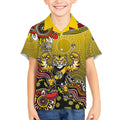 Personalized Richmond Tigers  Football Mascot Kid Hawaiian Shirt Aboriginal Dot Art Style Vibrant Indigenous Pattern Design