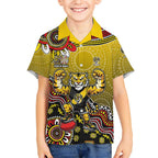 Personalized Richmond Tigers  Football Mascot Kid Hawaiian Shirt Aboriginal Dot Art Style Vibrant Indigenous Pattern Design