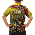 Personalized Richmond Tigers  Football Mascot Kid Hawaiian Shirt Aboriginal Dot Art Style Vibrant Indigenous Pattern Design