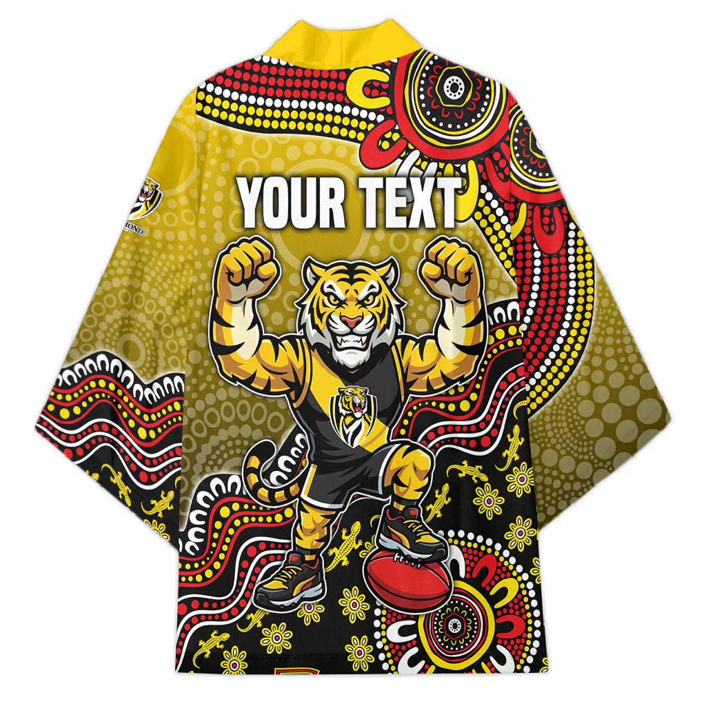 Personalized Richmond Tigers  Football Mascot Kimono Aboriginal Dot Art Style Vibrant Indigenous Pattern Design