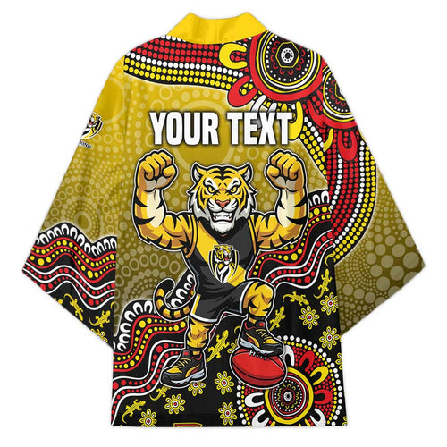 Personalized Richmond Tigers  Football Mascot Kimono Aboriginal Dot Art Style Vibrant Indigenous Pattern Design