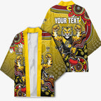 Personalized Richmond Tigers  Football Mascot Kimono Aboriginal Dot Art Style Vibrant Indigenous Pattern Design
