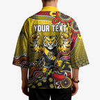 Personalized Richmond Tigers  Football Mascot Kimono Aboriginal Dot Art Style Vibrant Indigenous Pattern Design