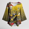 Personalized Richmond Tigers  Football Mascot Kimono Sleeve Blouse Aboriginal Dot Art Style Vibrant Indigenous Pattern Design