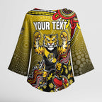 Personalized Richmond Tigers  Football Mascot Kimono Sleeve Blouse Aboriginal Dot Art Style Vibrant Indigenous Pattern Design