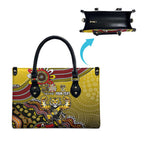 Personalized Richmond Tigers  Football Mascot Leather Bag Aboriginal Dot Art Style Vibrant Indigenous Pattern Design