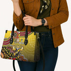 Personalized Richmond Tigers  Football Mascot Leather Bag Aboriginal Dot Art Style Vibrant Indigenous Pattern Design