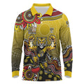 Personalized Richmond Tigers  Football Mascot Long Sleeve Polo Shirt Aboriginal Dot Art Style Vibrant Indigenous Pattern Design