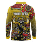 Personalized Richmond Tigers  Football Mascot Long Sleeve Polo Shirt Aboriginal Dot Art Style Vibrant Indigenous Pattern Design