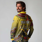 Personalized Richmond Tigers  Football Mascot Long Sleeve Polo Shirt Aboriginal Dot Art Style Vibrant Indigenous Pattern Design