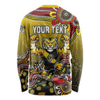 Personalized Richmond Tigers  Football Mascot Long Sleeve Shirt Aboriginal Dot Art Style Vibrant Indigenous Pattern Design