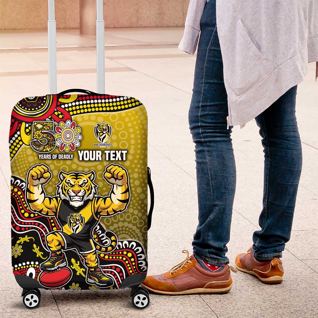Personalized Richmond Tigers  Football Mascot Luggage Cover Aboriginal Dot Art Style Vibrant Indigenous Pattern Design