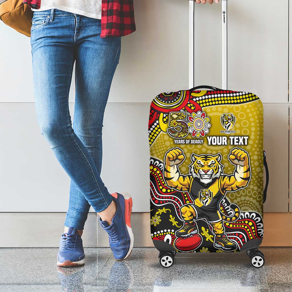 Personalized Richmond Tigers  Football Mascot Luggage Cover Aboriginal Dot Art Style Vibrant Indigenous Pattern Design