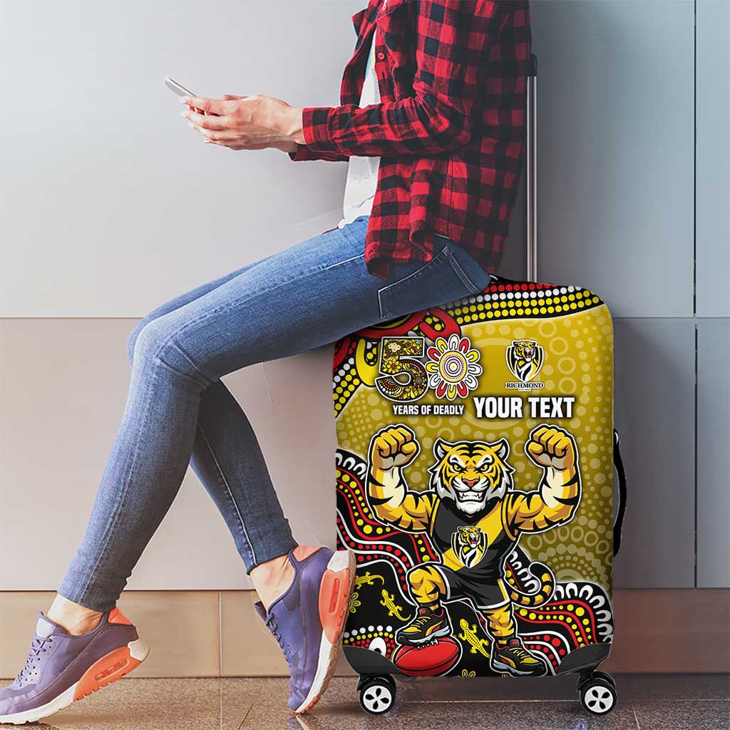Personalized Richmond Tigers  Football Mascot Luggage Cover Aboriginal Dot Art Style Vibrant Indigenous Pattern Design
