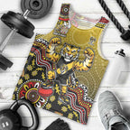 Personalized Richmond Tigers  Football Mascot Men Tank Top Aboriginal Dot Art Style Vibrant Indigenous Pattern Design