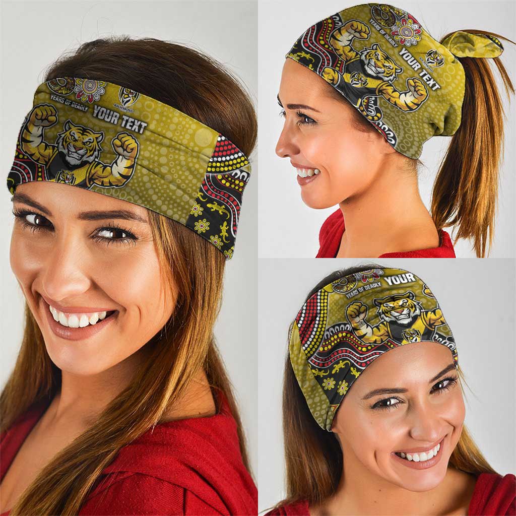 Personalized Richmond Tigers  Football Mascot Neck Gaiter Aboriginal Dot Art Style Vibrant Indigenous Pattern Design