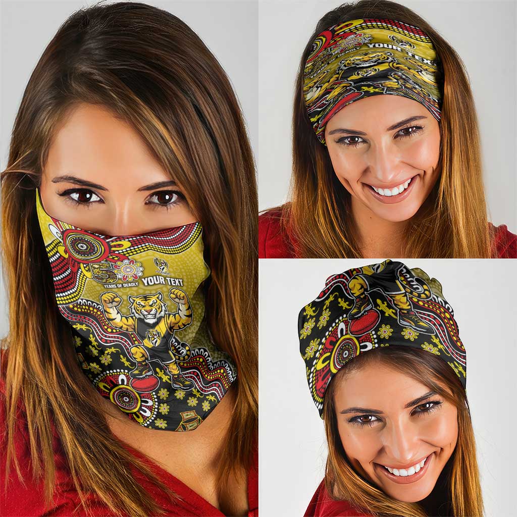 Personalized Richmond Tigers  Football Mascot Neck Gaiter Aboriginal Dot Art Style Vibrant Indigenous Pattern Design