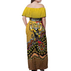 Personalized Richmond Tigers  Football Mascot Off Shoulder Maxi Dress Aboriginal Dot Art Style Vibrant Indigenous Pattern Design